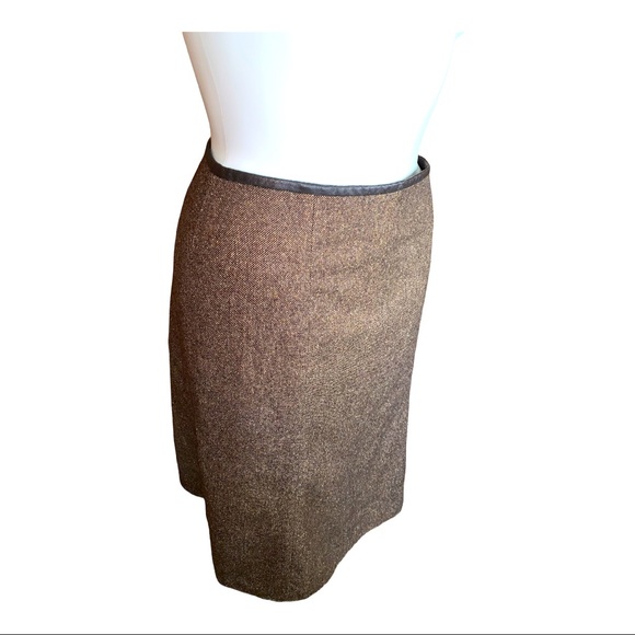 Tribal Brown Wool Blend Pencil Skirt Size 12 Lined Career Office Classic - Picture 2 of 9